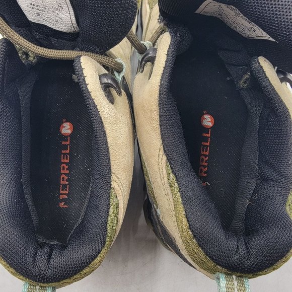 Merrell Dusty Olive Womens 7.5 Tan Boots Waterproof Hiking Camping Summer J12764 - Picture 8 of 13
